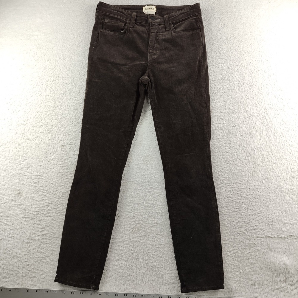 L'agence Cotton Pants Sz 27 Skinny Ankle Brown Corduroy Mid Rise